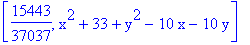[15443/37037, x^2+33+y^2-10*x-10*y]